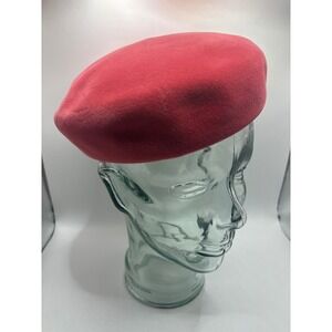 Vintage Borsalino Antica Casa Red Felt Beret Hat Newsboy 53cm Italy 40's